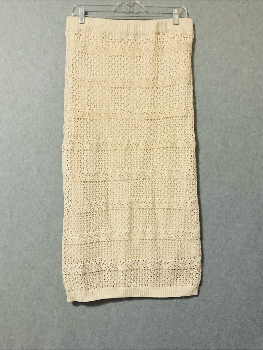 Freshmen 1996 Cream Crochet Knit Pencil Skirt - Women's SZ L